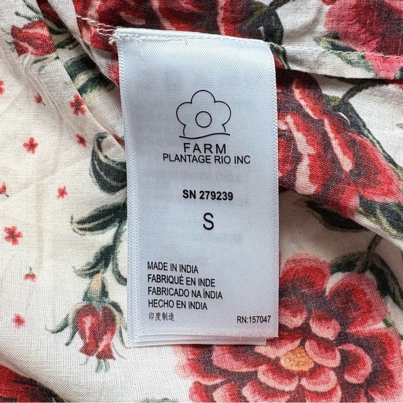 NWT Farm Rio x Anthropologie Vibrant Red Floral Wrap Top Size S Puff Sleeve - Picture 10 of 14